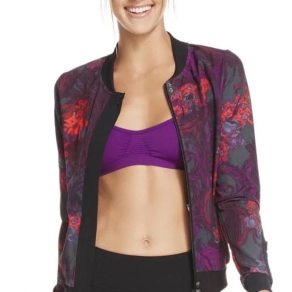 Fabletics Floral Ithaca Bomber Athletic Jacket Size Medium - Picture 2 of 4